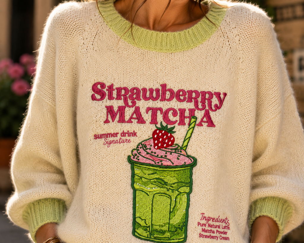 🍓 Strawberry Matcha – Kuscheliger Sommerpullover | Made in Italy 🇮🇹