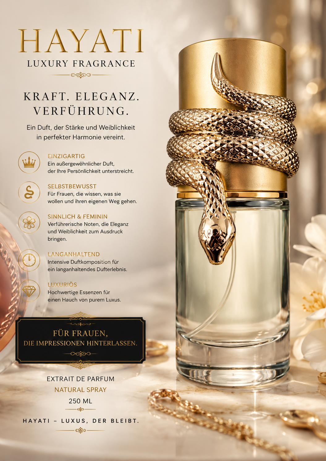 👑 Hayati
Luxus. Eleganz. Verführung. 🐍✨💛