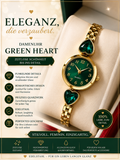 💚✨ Luxus Damenuhr Green Heart mit funkelnden Herzdetails ✨💚
