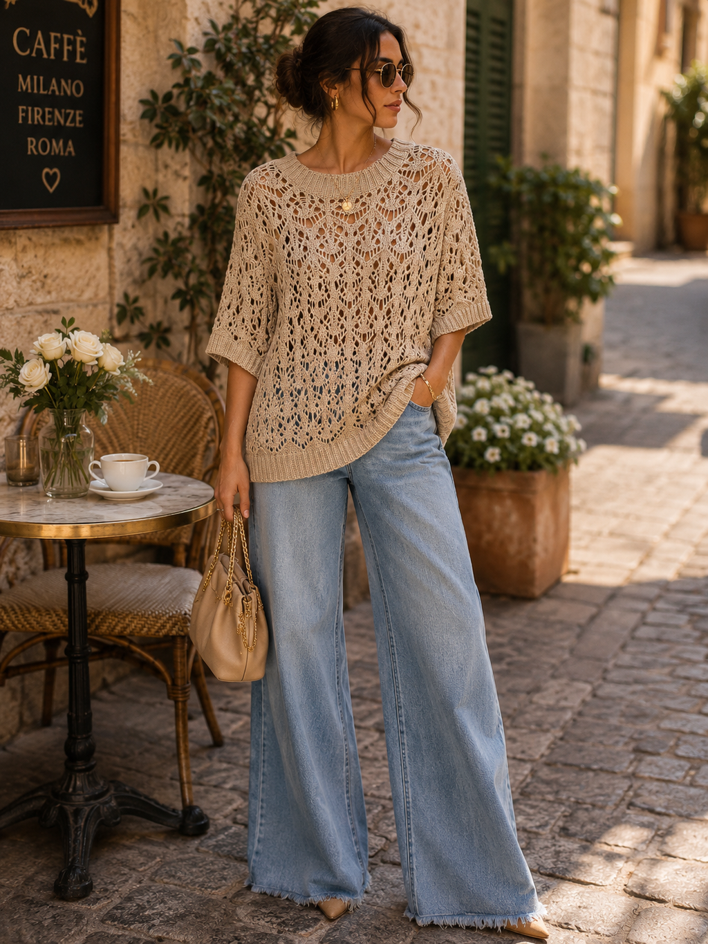 ✨ Eleganter Ajour-Pullover in Beige – Made in Italy 🇮🇹