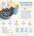 💙 Keramik-Set: Becher & Schale mit Goldrand 🌸✨