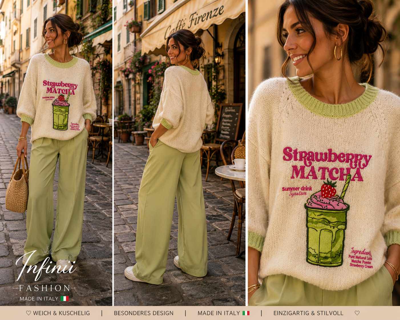 🍓 Strawberry Matcha – Kuscheliger Sommerpullover | Made in Italy 🇮🇹