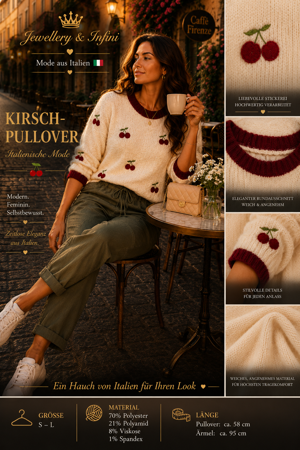 🍒 Kirsch-Pullover – Italienische Mode