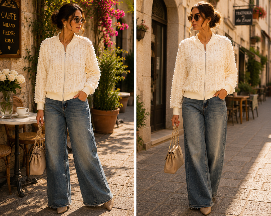 Elegante Sommerjacke mit 3D-Rüschen – Made in Italy 🇮🇹