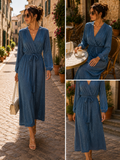 ✨ Elegantes Maxikleid mit silbernem Schimmer – Meeresblau | Made in Italy 🇮🇹