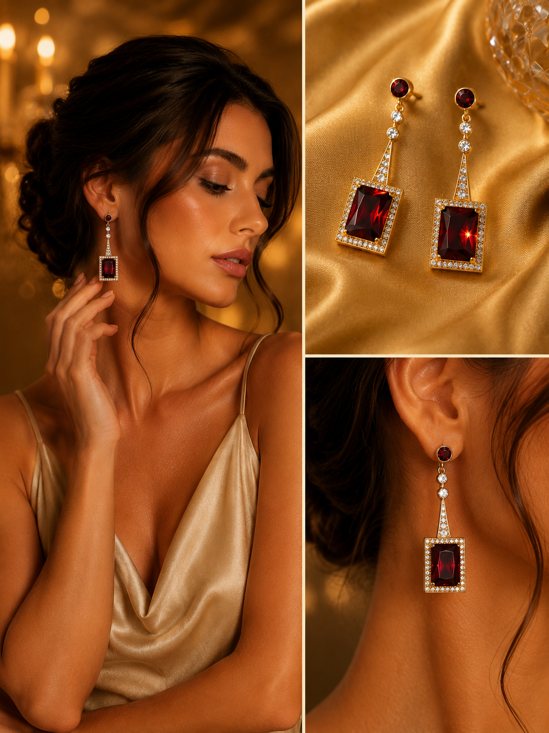 Bordeaux Luxus Statement-Ohrringe – 18K vergoldet | 5,5 cm ❤️✨