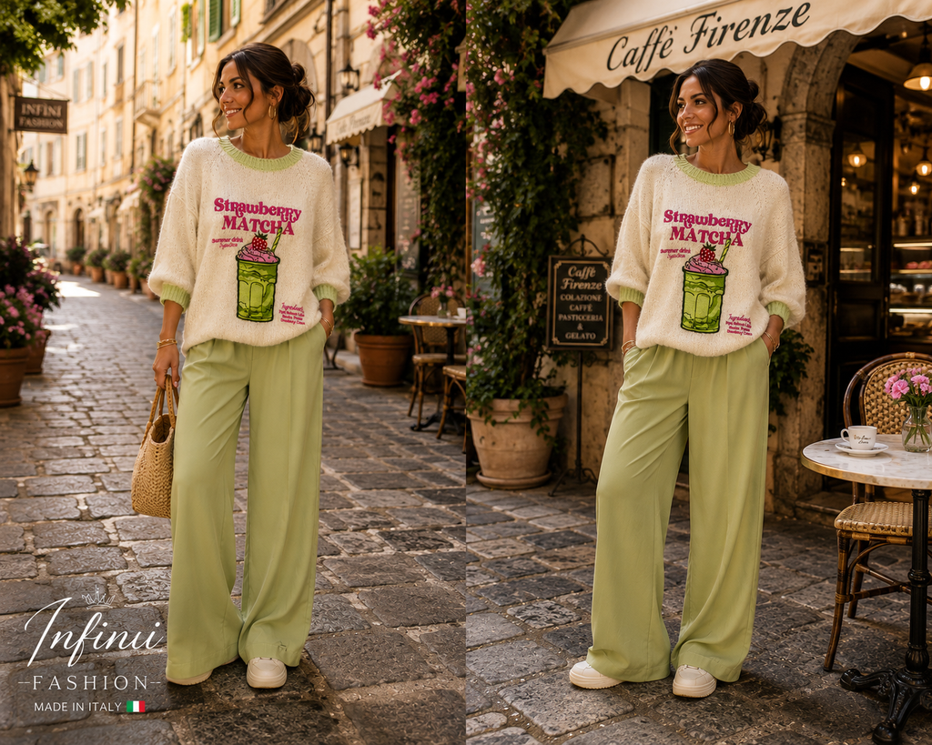 🍓 Strawberry Matcha – Kuscheliger Sommerpullover | Made in Italy 🇮🇹
