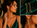 Elegante Zirkonia Ohrstecker mit doppeltem Anhänger – 18K Gold ✨