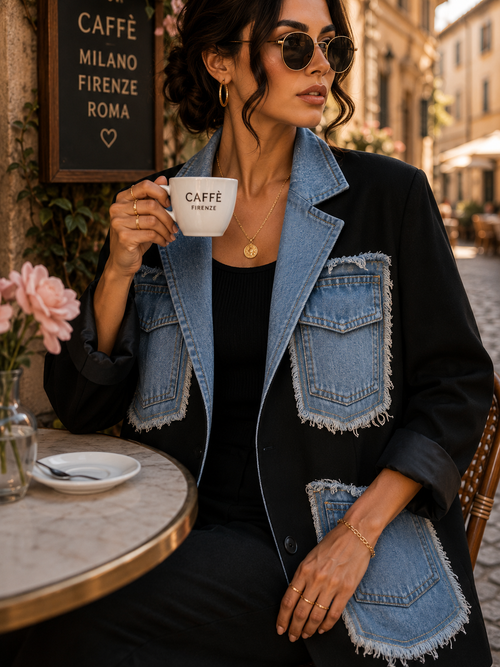 Eleganter Blazer mit Jeans-Details – Made in Italy 🇮🇹