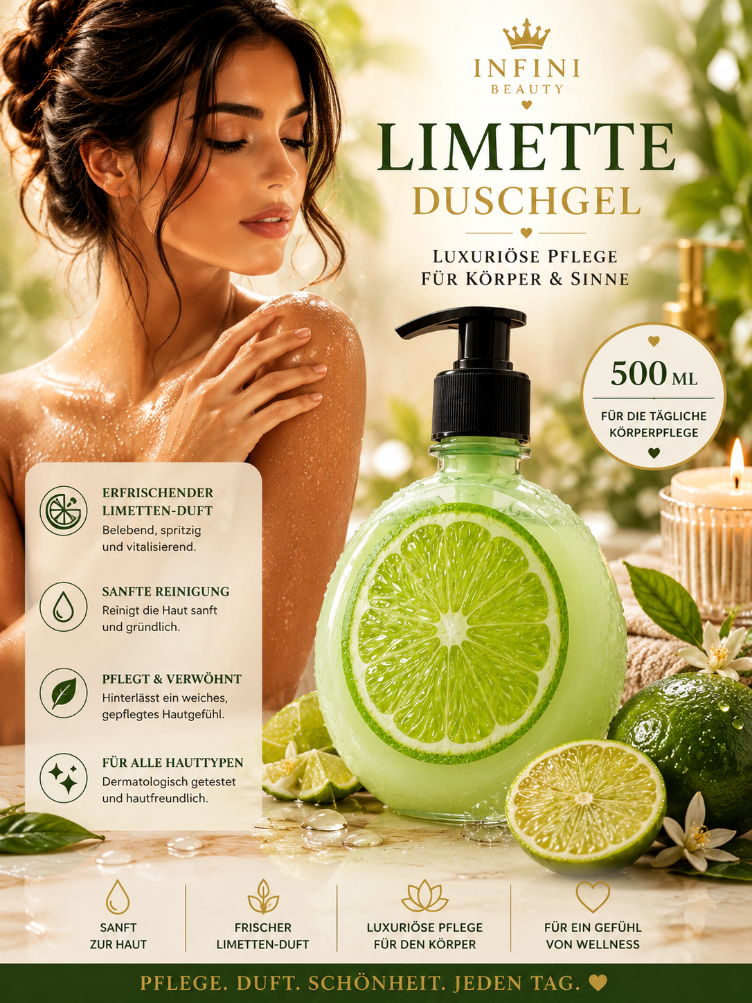 Limetten-Duschgel – Erfrischende Körperpflege | 500 ml 🍋💚