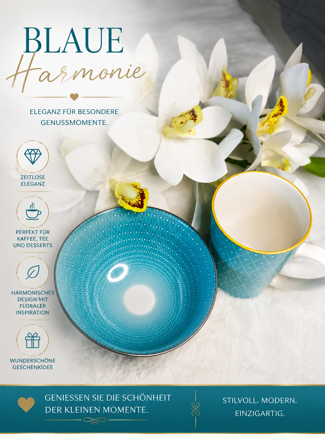 💙 Blaue Harmonie – Elegantes Tassen-Set 💙