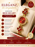 ❤️ Elegante Damenuhr Red Heart – Gold & Rubinrot ❤️