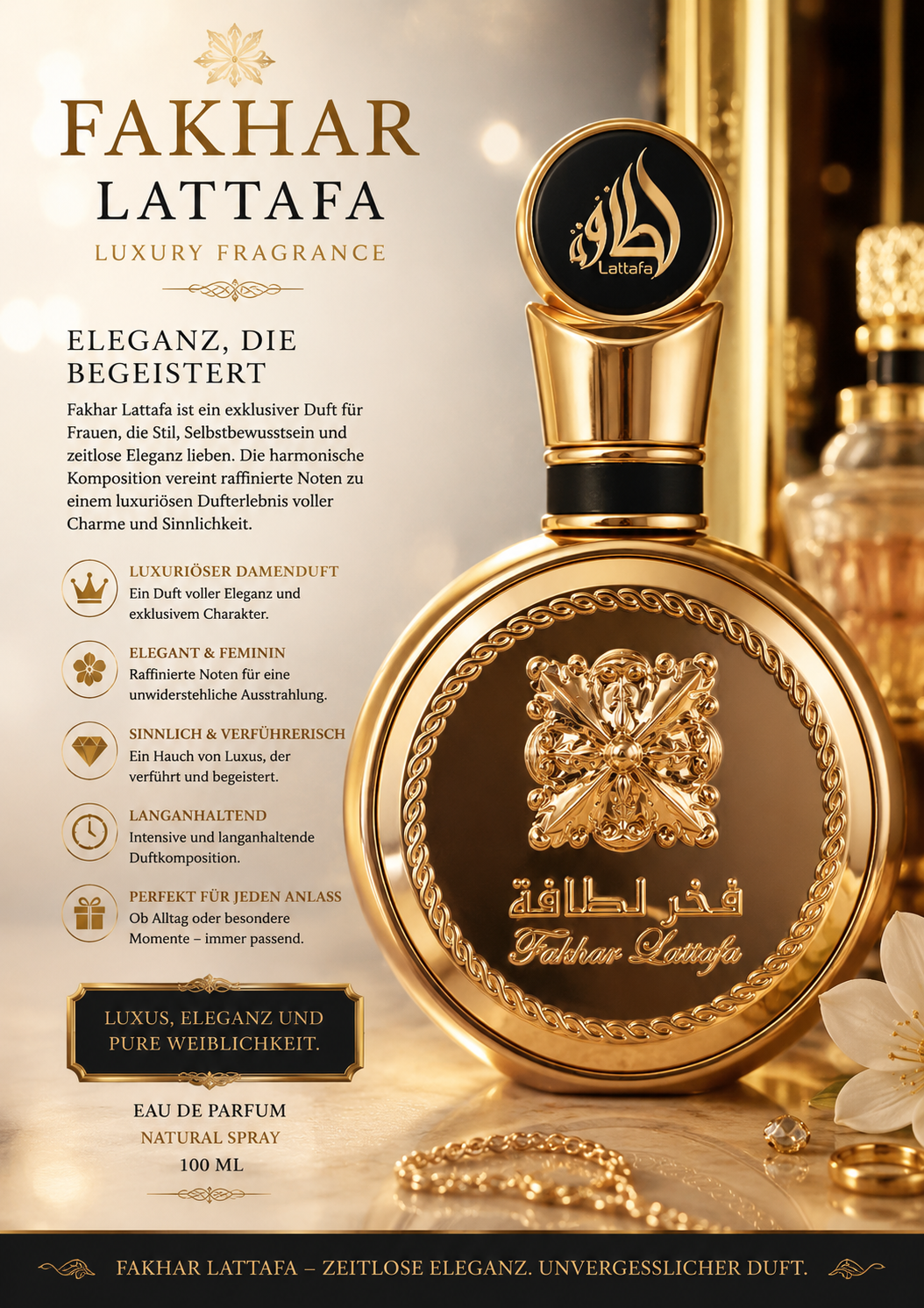 👑 Fakhar Lattafa
Zeitlose Eleganz. Unvergesslicher Duft. ✨💎🌸