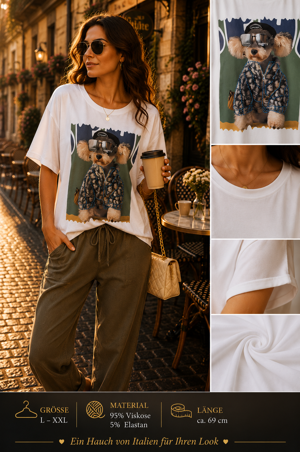 Stylisches Oversize T-Shirt mit exklusivem Hunde-Motiv