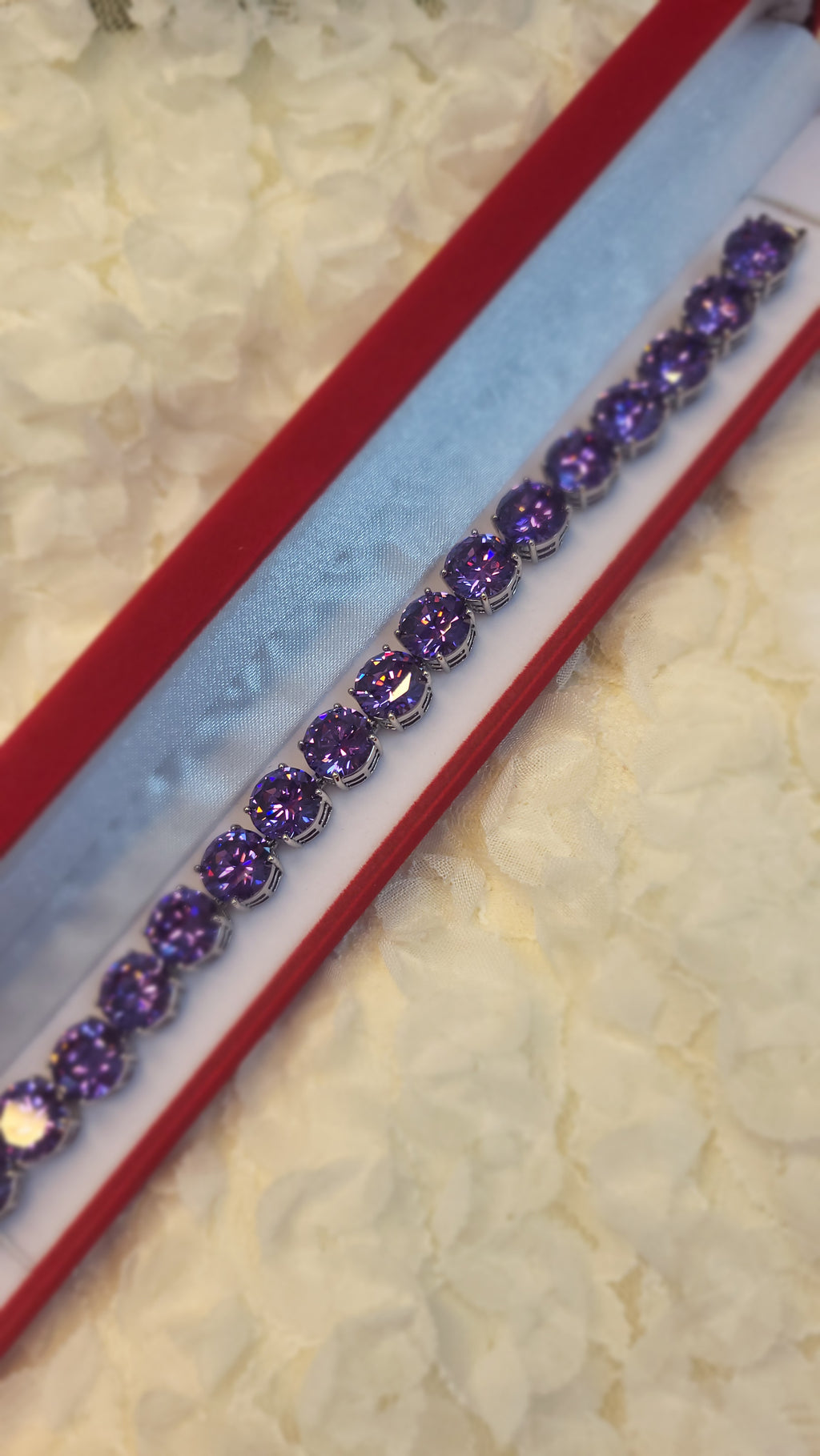💜 Violet Royal – Luxus Armband mit violetten Zirkonia | Platin-Optik